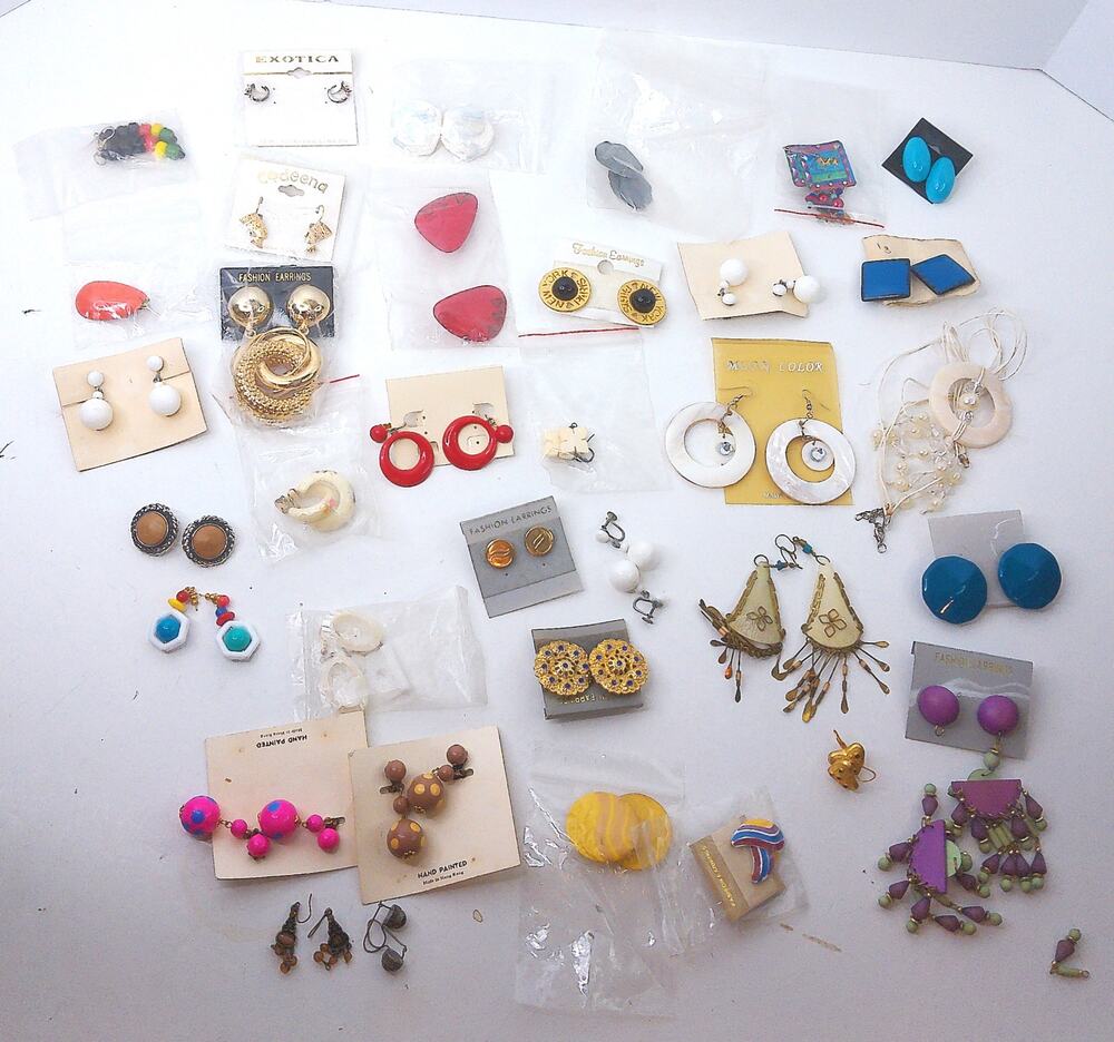 Vintage 80s 90s Assorted Pierced and Clip On Earrings Lot Of 35